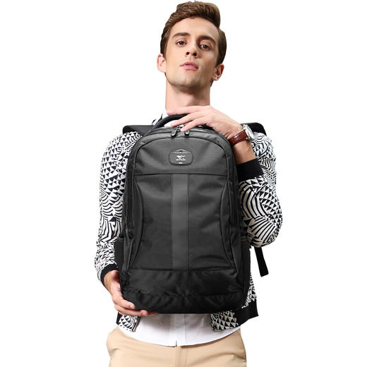 七匹狼(SEPTWOLVES)双肩包男士商务背包15.6寸电脑包男女时尚休闲运动旅行包 黑色90331071-01 商品图2