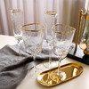 【红酒杯】创意锤目金边水晶玻璃小酒杯香槟杯欧式高脚葡萄酒杯玻璃红酒杯 商品缩略图0