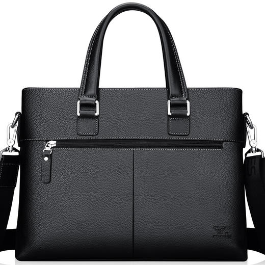 七匹狼（SEPTWOLVES）男包男士单肩包商务公文包斜跨手提包电脑包 头层牛皮啡色/黑色 可选 商品图1