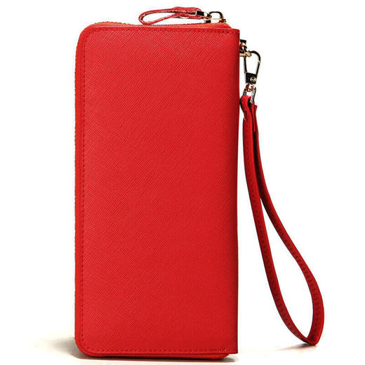 七匹狼SEPTWOLVES钱包 女士手包时尚牛皮长款手拿包多功能横款手抓包 魅力杏/时尚红/优雅蓝 三色可选 商品图2