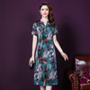 LFJR-8327实拍夏新款 仿真丝印花高贵中长款妈妈装连衣裙 商品缩略图3