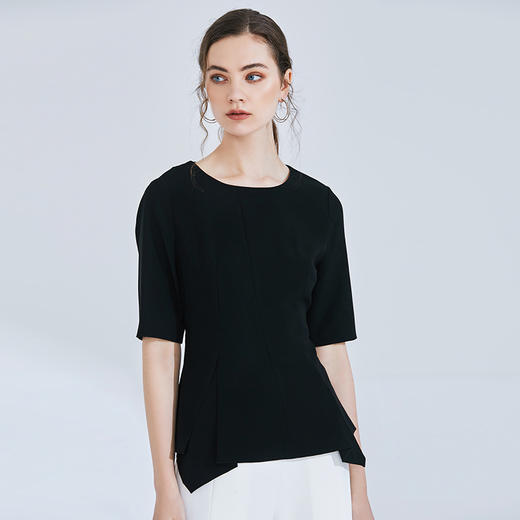 EITIE爱特爱女装春夏五分袖套头修身百搭显瘦上衣T恤5713405 商品图4