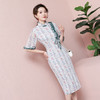 ZSM-200410夏季时尚旗袍  复古木耳边蝴蝶结印花连衣裙 商品缩略图2