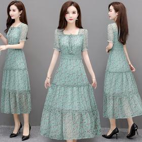 AYY-AM-LYFE62新品中长款显瘦仙女超仙森系短袖碎花连衣裙