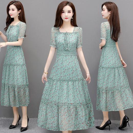 AYY-AM-LYFE62新品中长款显瘦仙女超仙森系短袖碎花连衣裙 商品图0
