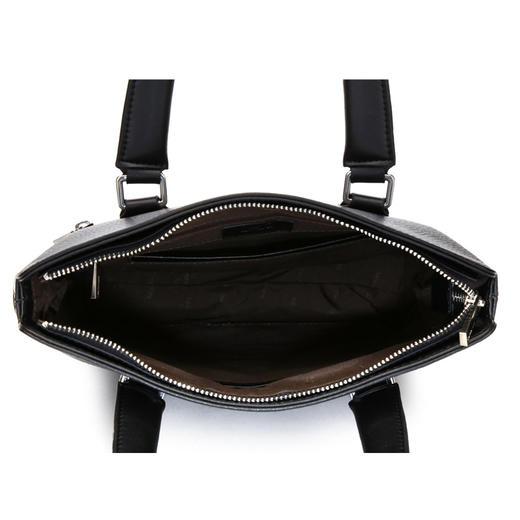 七匹狼男士皮包手提单肩包竖款手拿商务斜挎包真牛皮休闲文件包男包 新款 黑色竖款1A4964112-01 商品图4