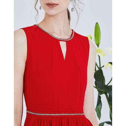 EITIE爱特爱女装夏季镂空V领钉珠钻饰礼服长裙连衣裙5777408 商品图3