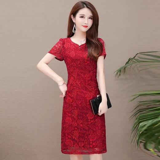 YWE-JLNH-A201 绣花中长款时尚修身气质优雅连衣裙 商品图0