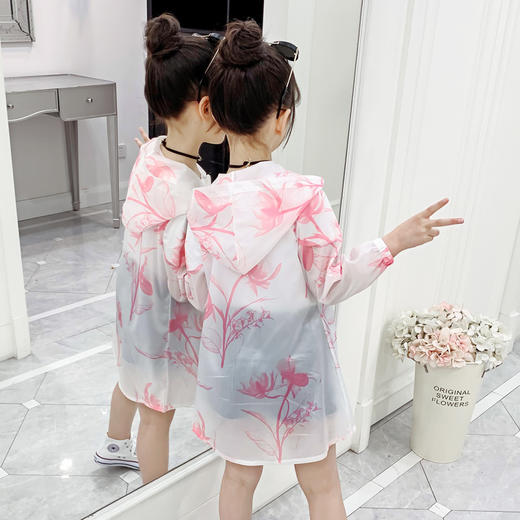 HGY-82100新款精品童装  儿童女大童防晒服外套夏季防晒衣中长款 商品图2