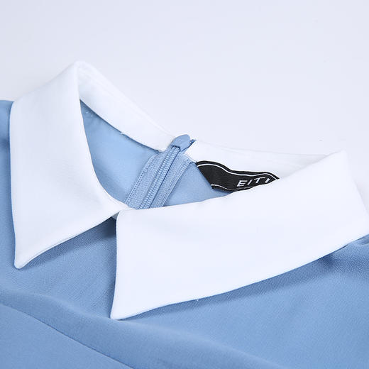 EITIE爱特爱女装秋款时尚通勤洋气镂空网纱拼接翻领收腰连衣裙女C2007504 商品图10