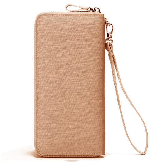 七匹狼SEPTWOLVES钱包 女士手包时尚牛皮长款手拿包多功能横款手抓包 魅力杏/时尚红/优雅蓝 三色可选 商品图1