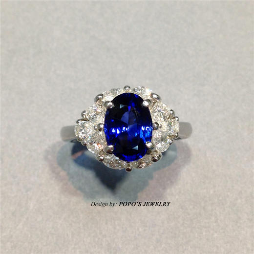 【每日特选】Pt900铂金皇家蓝蓝宝石钻石戒指 6-11- 商品图2