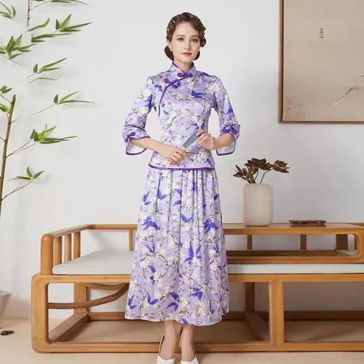 FD-QC1697943新款真丝长款手工盘扣旗袍 商品图3