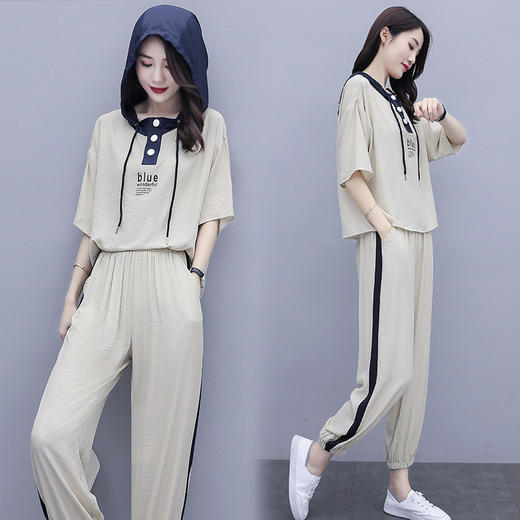 时尚新款，连帽七分裤两件套装女HR-ZMFS20617 商品图4