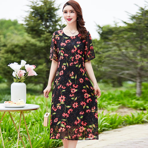 MQ-A236夏装新款时尚气质碎花雪纺连衣裙YY 商品图1