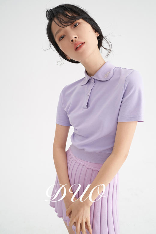 淡粉紫色冰丝花边复古针织百褶裙 商品图2