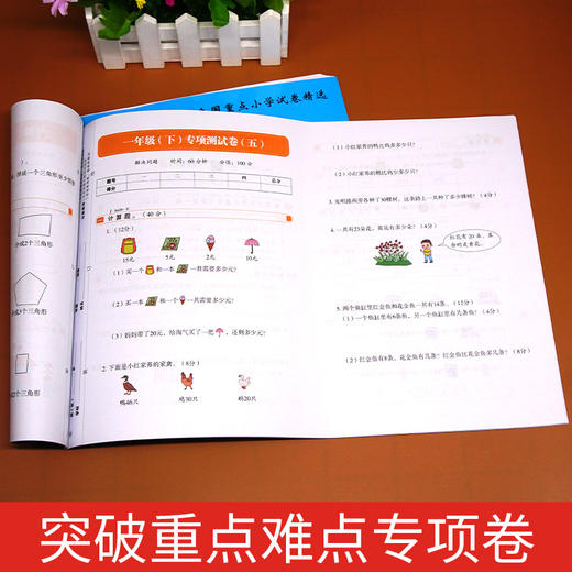 【开心图书】1-6年级下册全彩语文数学冲刺试卷+数学应用题 商品图4