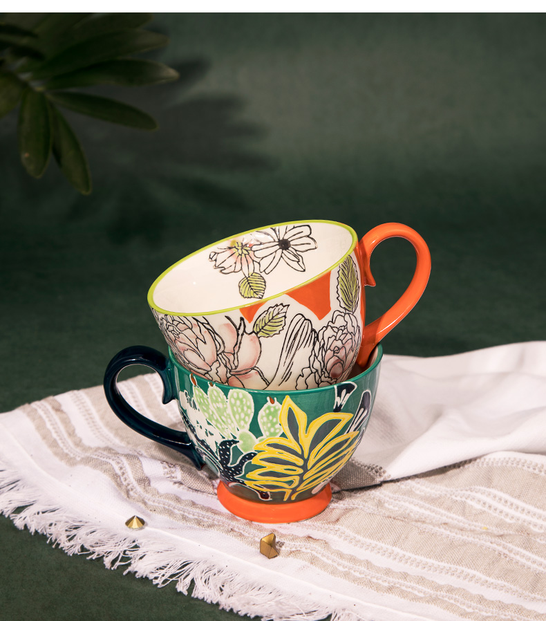 陶瓷杯田园ins风早餐麦片杯情侣杯大容量生机系列男女礼物杯具文创