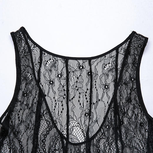 VIMAGE纬漫纪性感V领纯色百搭修身款蕾丝背心女夏V03080027 商品图1