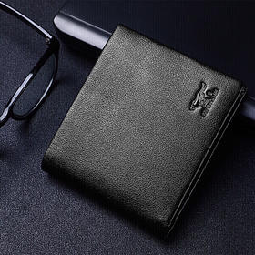 七匹狼男士钱包 男式头层牛皮钱夹休闲时尚男款票夹A138221-01AA1黑 横款