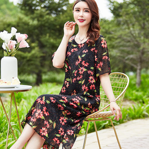 MQ-A236夏装新款时尚气质碎花雪纺连衣裙YY 商品图3