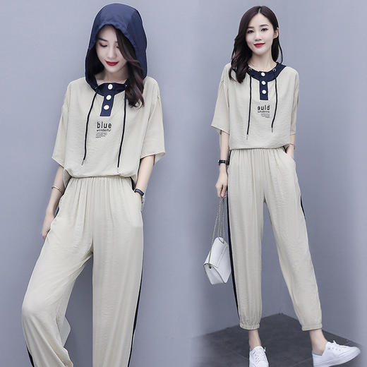 时尚新款，连帽七分裤两件套装女HR-ZMFS20617 商品图2