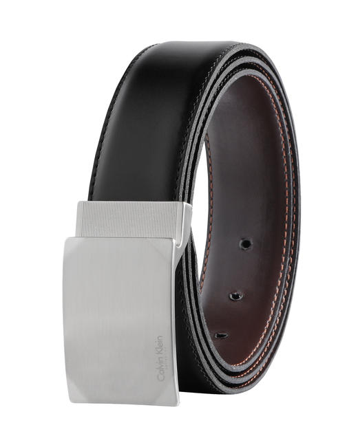 【保税】美国 CK男士黑色板扣皮带 SU31CK0015 可双面使用 商品图0