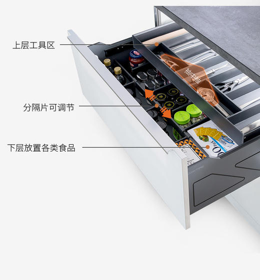酷太厨房调味拉篮抽屉式厨柜内置抽屉收纳调料篮橱柜调味篮魔法抽