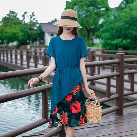 MQ-1753-858-1夏装大码宽松阔太太假两件连衣裙YY 商品图0