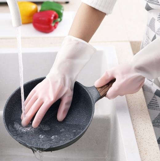 【手套】。家务洗碗手套女防水橡胶薄款清洁耐磨厨房刷碗家用洗衣服耐用型 商品图0