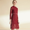 EITIE爱特爱女装春季新款简约长袖时尚蕾丝法式成熟连衣裙女裙C1907332 商品缩略图0