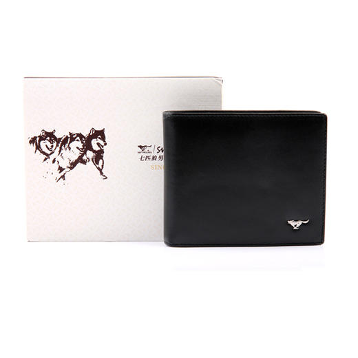 七匹狼钱包男士短款钱包礼盒 商务休闲横款钱夹时尚百搭新款头层牛皮 黑色3A0813163-01 商品图3