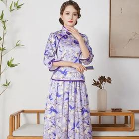 FD-QC1697943新款真丝长款手工盘扣旗袍