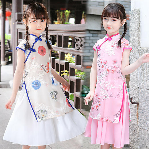 KNE-女童旗袍表演服 夏装儿童古装中国风女孩连衣裙潮 商品图0