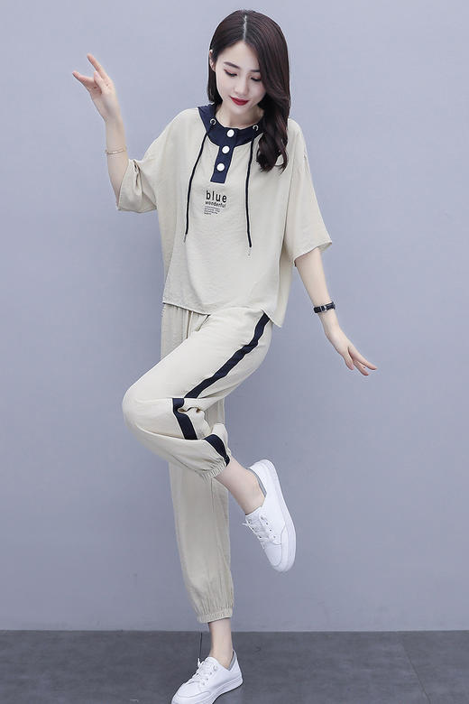 时尚新款，连帽七分裤两件套装女HR-ZMFS20617 商品图5