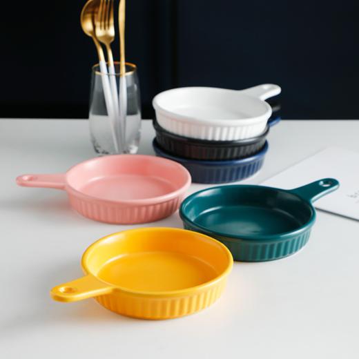 【烤盘】。北欧创意色釉陶瓷烤盘简约ins带柄西餐盘家用烤箱焗饭意面早餐盘 商品图1