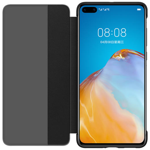 华为 HUAWEI P40 Pro 智能视窗翻盖保护套 黑色 商品图0