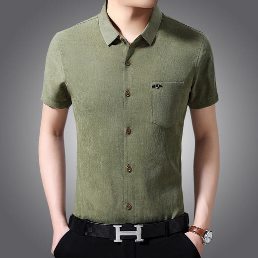 HY-2083新品薄款纯色男士T恤高档纯棉短袖衬衫 商品图1