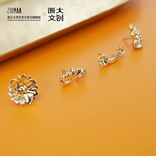 浙江大学 × 云冈石窟授权联名款云中永恒-忍冬和它的死党-耳钉 商品图0