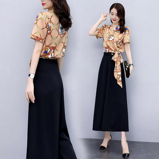 WZNH-TZL2022夏季时尚V领上衣收腰显瘦气质两件套 商品图2