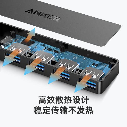 【热销】Anker安克 USB3.0分线器 高速4口HUB扩展坞集线器 电脑笔记本台式机一拖四多接口转换器延长线 60cm A7516612 商品图6