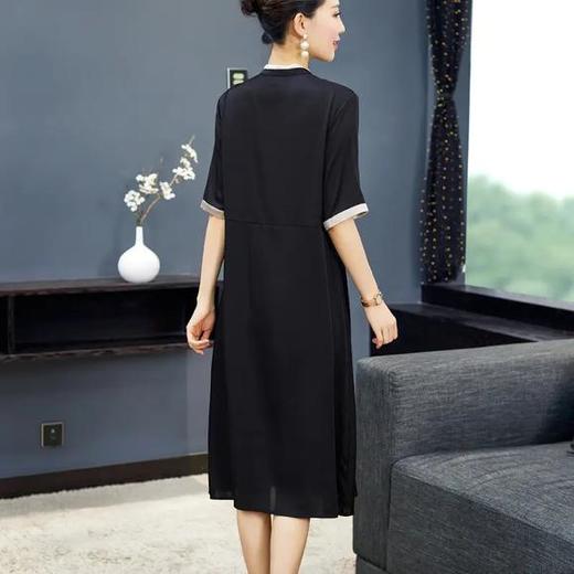 XY-MY13066新款宽松黑色百搭气质淑女纯色桑蚕丝连衣裙 商品图1