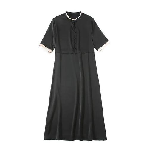XY-MY13066新款宽松黑色百搭气质淑女纯色桑蚕丝连衣裙 商品图2