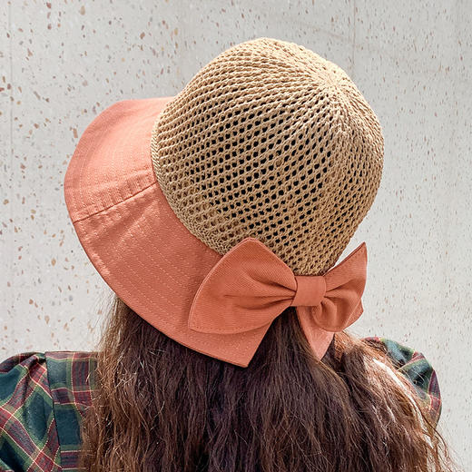 JC-U2-M9673新款镂空拼接针织顶渔夫帽 防晒宽檐遮阳帽韩国盆帽潮 商品图1