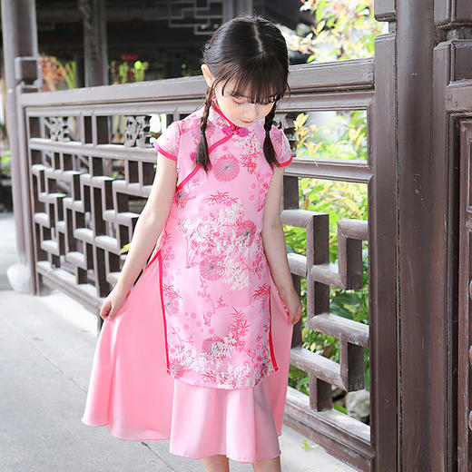 KNE-女童旗袍表演服 夏装儿童古装中国风女孩连衣裙潮 商品图3