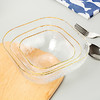 【玻璃碗】日式锤纹金边方形玻璃碗家用大号四方透明玻璃沙拉碗碟水果甜品碗 商品缩略图0