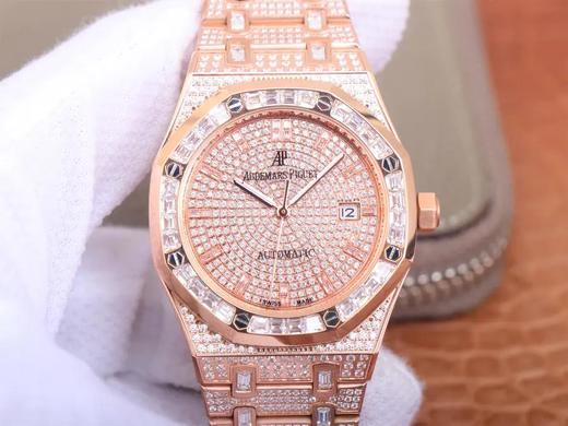 TZ爱bi皇家橡树15452男装满天星钻表新款，手工镶嵌1000多颗莫桑钻，搭载进口9015机芯改原装3120机芯，尺寸41X10mm，蓝宝石镜面，男士腕表，自动机械机芯，精钢表带，透底。 商品图0