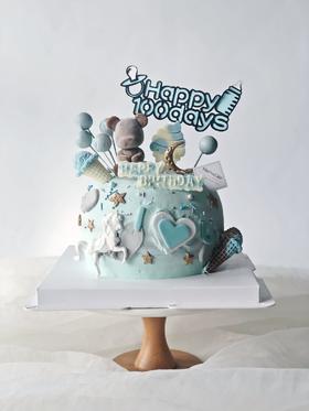 定制款蛋糕 - 蓝色熊仔星球