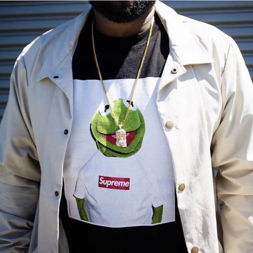 科密特青蛙t恤supremekermittee黑白sxl男款