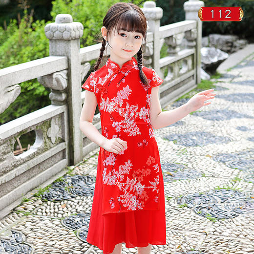 KNE-女童旗袍表演服 夏装儿童古装中国风女孩连衣裙潮 商品图1